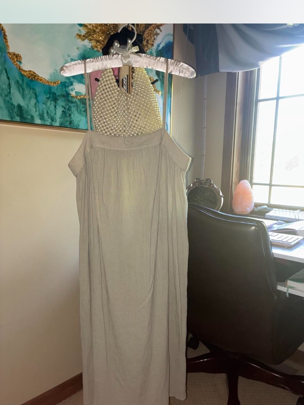 H&M Pearl Halter Maxi Dress - Cream